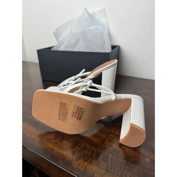 Strappy Block Heel Sandals, White, 7.5 Gabrielle Union x FTF NIB