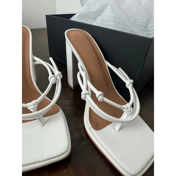 Strappy Block Heel Sandals, White, 7.5 Gabrielle Union x FTF NIB