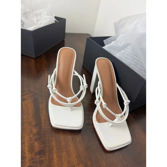 Strappy Block Heel Sandals, White, 7.5 Gabrielle Union x FTF NIB