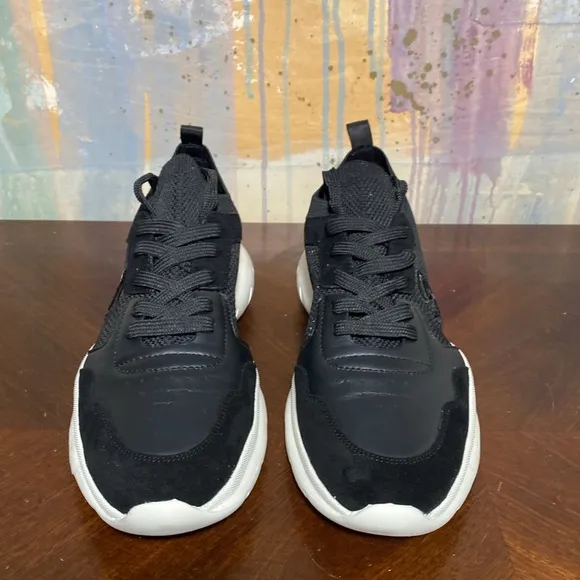 Stuart Weitzman 5050 Stretch Knit Chunky Runner Sneakers  in Black Women 10