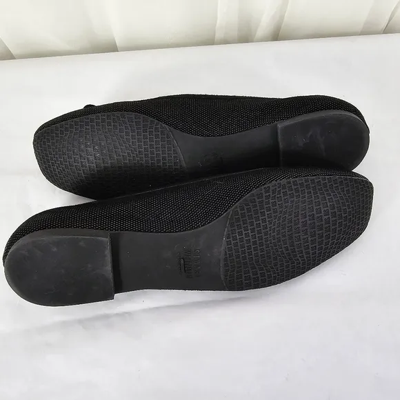Stuart Weitzman Black Ballet Flats Textured Bow Tassel Size 7.5
