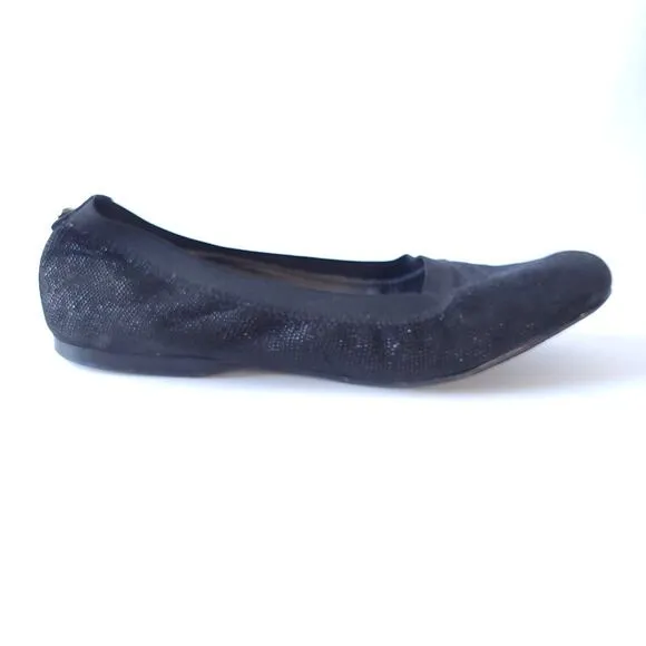 Stuart Weitzman Black Grossgrain Ballet Flats Size 8.5 Textured Slip On