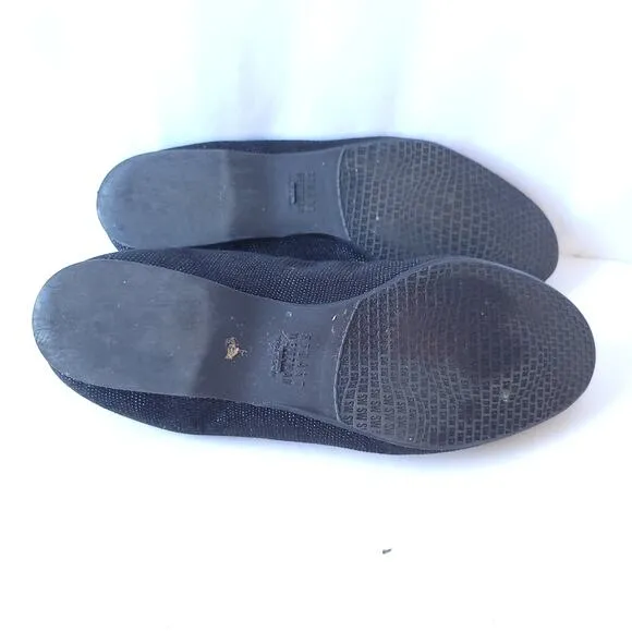 Stuart Weitzman Black Grossgrain Ballet Flats Size 8.5 Textured Slip On