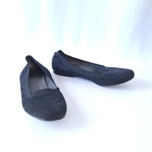 Stuart Weitzman Black Grossgrain Ballet Flats Size 8.5 Textured Slip On