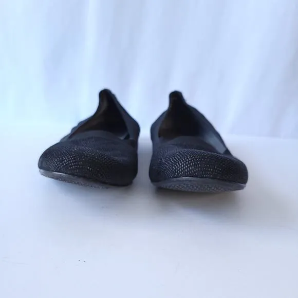 Stuart Weitzman Black Grossgrain Ballet Flats Size 8.5 Textured Slip On