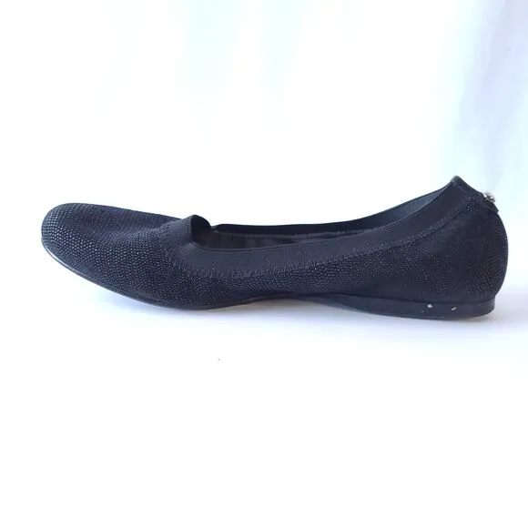 Stuart Weitzman Black Grossgrain Ballet Flats Size 8.5 Textured Slip On