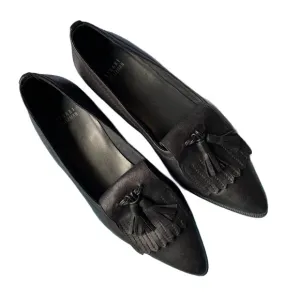 Stuart Weitzman Black Leather Avatass Pointed Toe Flat Loafer Slip On Shoe 10