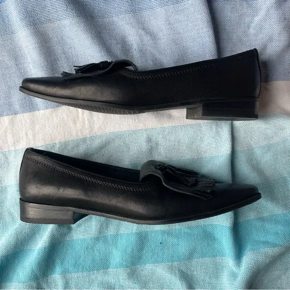 Stuart Weitzman Black Leather Avatass Pointed Toe Flat Loafer Slip On Shoe 10