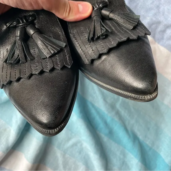 Stuart Weitzman Black Leather Avatass Pointed Toe Flat Loafer Slip On Shoe 10