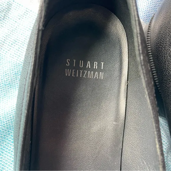 Stuart Weitzman Black Leather Avatass Pointed Toe Flat Loafer Slip On Shoe 10