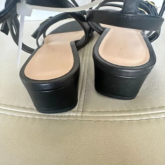 Stuart Weitzman Black Strappy Gracian Buckle Sandals Size 8B New