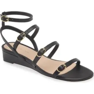 Stuart Weitzman Black Strappy Gracian Buckle Sandals Size 8B New