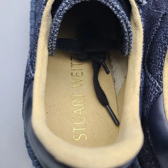 Stuart Weitzman Daryl Platform Espadrille Canvas Sneakers Indigo sz 8.5 new