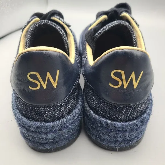 Stuart Weitzman Daryl Platform Espadrille Canvas Sneakers Indigo sz 8.5 new