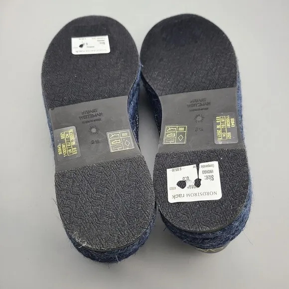 Stuart Weitzman Daryl Platform Espadrille Canvas Sneakers Indigo sz 8.5 new