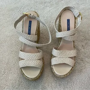 Stuart Weitzman Elsie Cream Espadrille Sandals, size 8 NWT