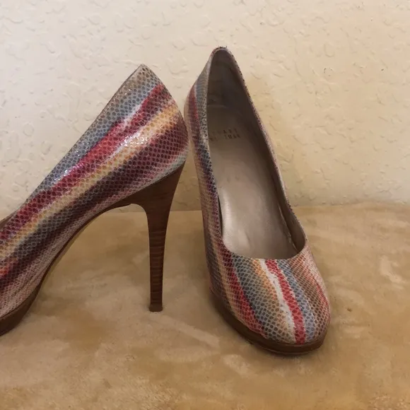 Stuart Weitzman Leather Striped Espadrilles Size 10M