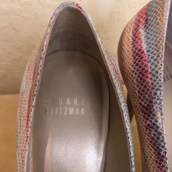 Stuart Weitzman Leather Striped Espadrilles Size 10M