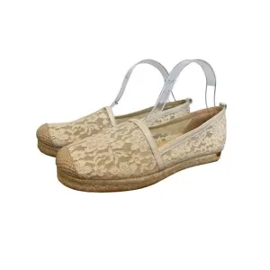 Stuart Weitzman Meshuga Ivory Lace Espadrille Flats size 9