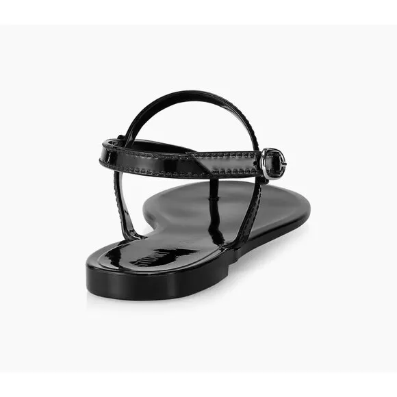stuart weitzman New Solid Black Jelly Flat Thong Sandals 7