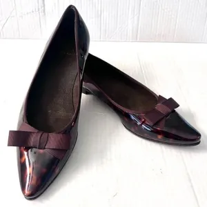 Stuart Weitzman Patent Leather Pointed Toe Tortoise Flats with bow 10 narrow