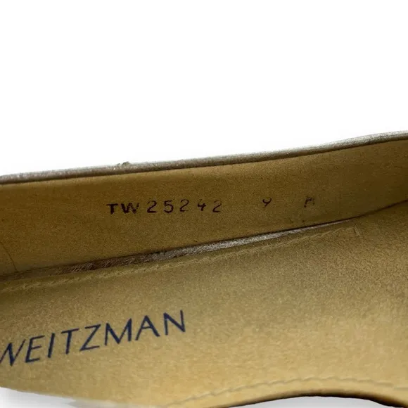 Stuart Weitzman Shirley Metallic Silver Classic Pointed Toe Slip-On Flats Shoe 9