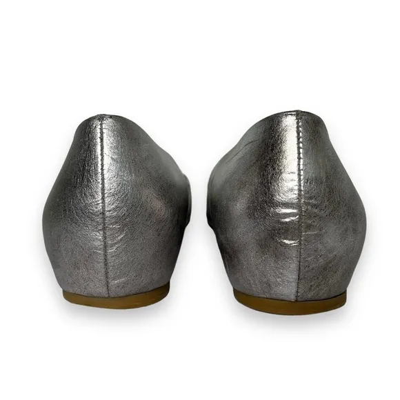 Stuart Weitzman Shirley Metallic Silver Classic Pointed Toe Slip-On Flats Shoe 9