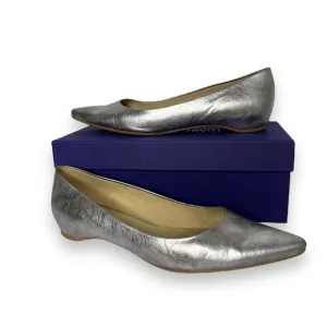 Stuart Weitzman Shirley Metallic Silver Classic Pointed Toe Slip-On Flats Shoe 9