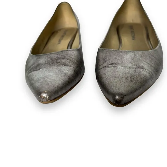 Stuart Weitzman Shirley Metallic Silver Classic Pointed Toe Slip-On Flats Shoe 9