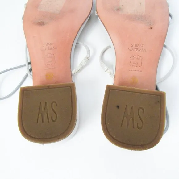 STUART WEITZMAN SILVER STRAPPY SPARKLE SANDALS Luxury Heels SIZE 39, US 8 1/2
