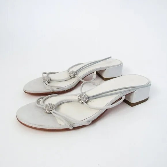 STUART WEITZMAN SILVER STRAPPY SPARKLE SANDALS Luxury Heels SIZE 39, US 8 1/2