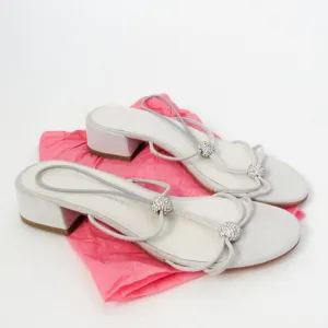 STUART WEITZMAN SILVER STRAPPY SPARKLE SANDALS Luxury Heels SIZE 39, US 8 1/2
