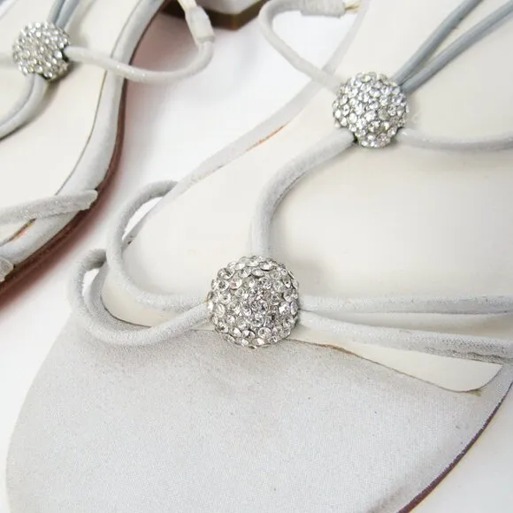 STUART WEITZMAN SILVER STRAPPY SPARKLE SANDALS Luxury Heels SIZE 39, US 8 1/2