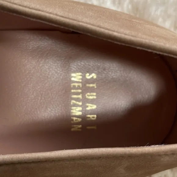 Stuart Weitzman Tan with Rose Gold Rhinestones Ballet Flats Size 10 M