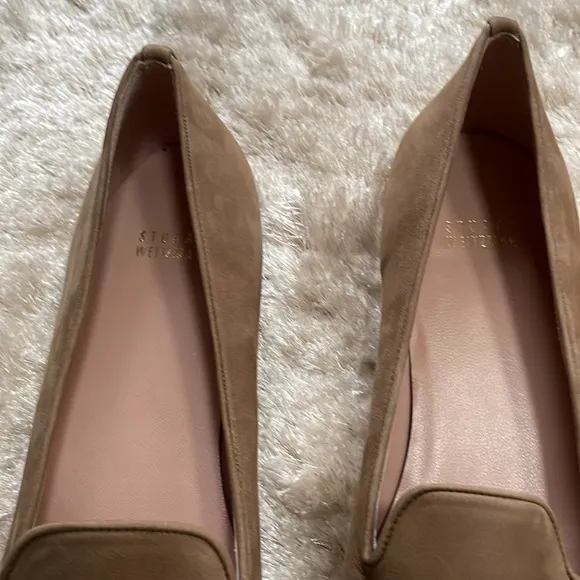 Stuart Weitzman Tan with Rose Gold Rhinestones Ballet Flats Size 10 M