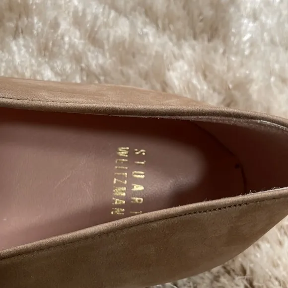 Stuart Weitzman Tan with Rose Gold Rhinestones Ballet Flats Size 10 M