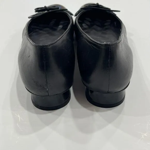 Stuart Weitzman Vintage Black Ballet Flats Cutout Flower Size 9.5