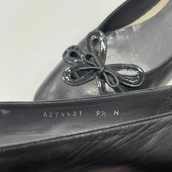 Stuart Weitzman Vintage Black Ballet Flats Cutout Flower Size 9.5