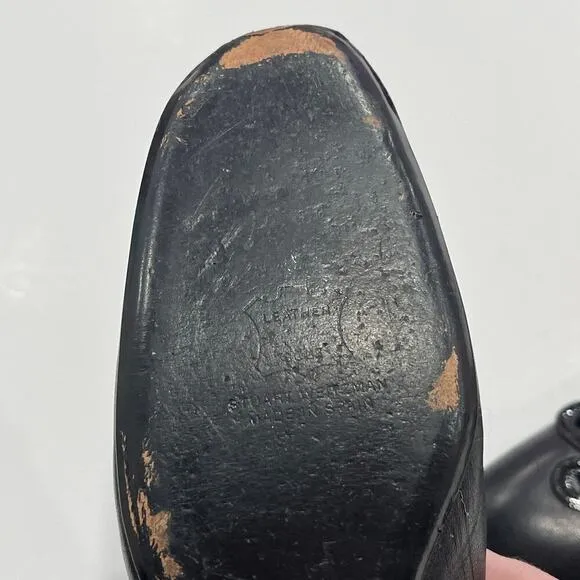 Stuart Weitzman Vintage Black Ballet Flats Cutout Flower Size 9.5
