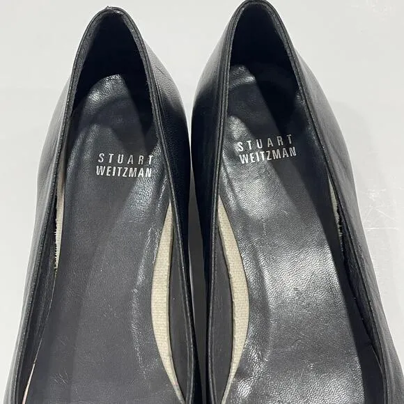 Stuart Weitzman Vintage Black Ballet Flats Cutout Flower Size 9.5