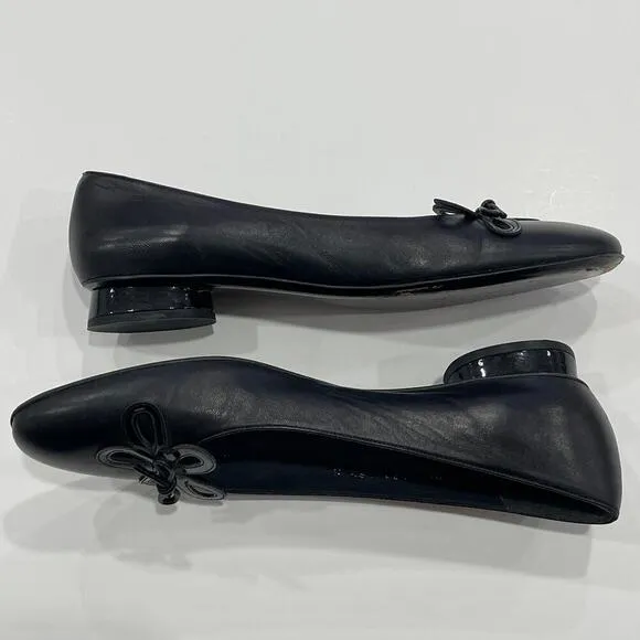Stuart Weitzman Vintage Black Ballet Flats Cutout Flower Size 9.5
