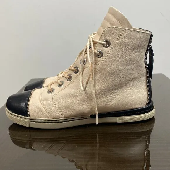 Stuart Weitzman Zipit Leather High Top Sneakers Women's 7.5M