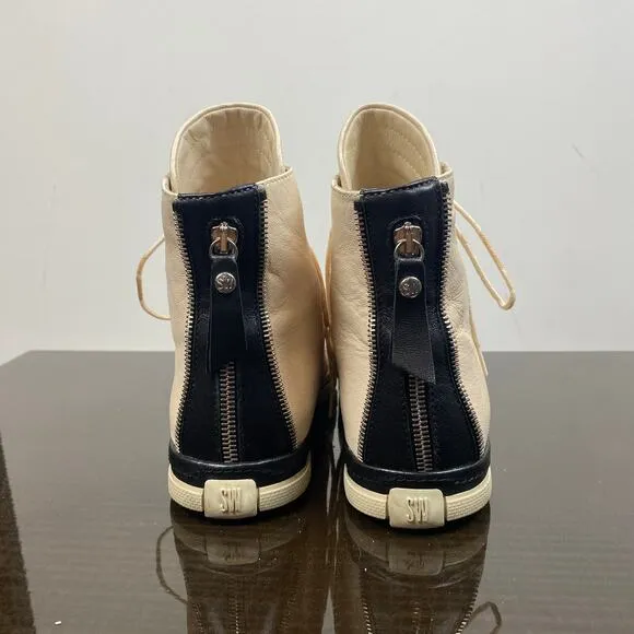 Stuart Weitzman Zipit Leather High Top Sneakers Women's 7.5M