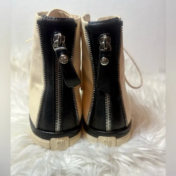 STUART WEITZMAN Zipit Leather High Top Wedge Sneakers
