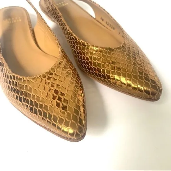 Stuart Weizman Bronze Snakeskin Pointed Flats