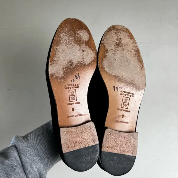 STUBBS &amp; WOOTTON- Pirate Black Velvet Loafers Slip On Preppy Fun Beach Shoe