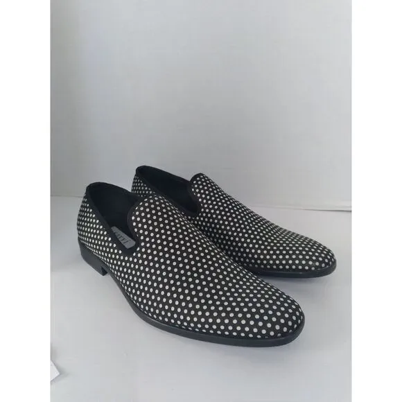 Stylish Black and White Polka Dot‎ Loafers Slip-On Dress Shoes