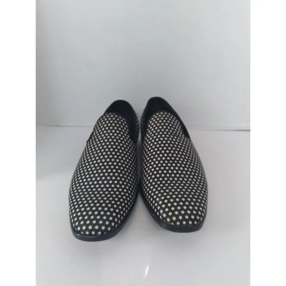 Stylish Black and White Polka Dot‎ Loafers Slip-On Dress Shoes