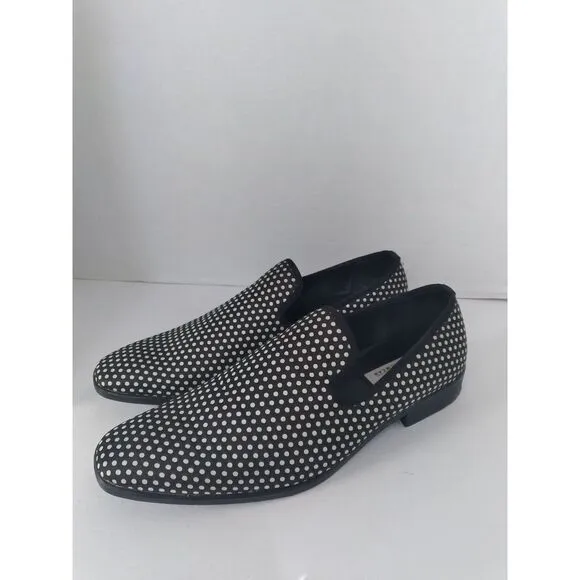 Stylish Black and White Polka Dot‎ Loafers Slip-On Dress Shoes