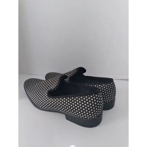 Stylish Black and White Polka Dot‎ Loafers Slip-On Dress Shoes